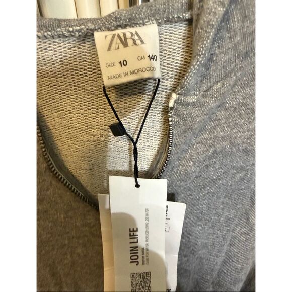Zara Girls Zip-up Drawstring Waist Hooded One Piece Jumpsuit Gray Sz 10 NWT - Picture 7 of 12